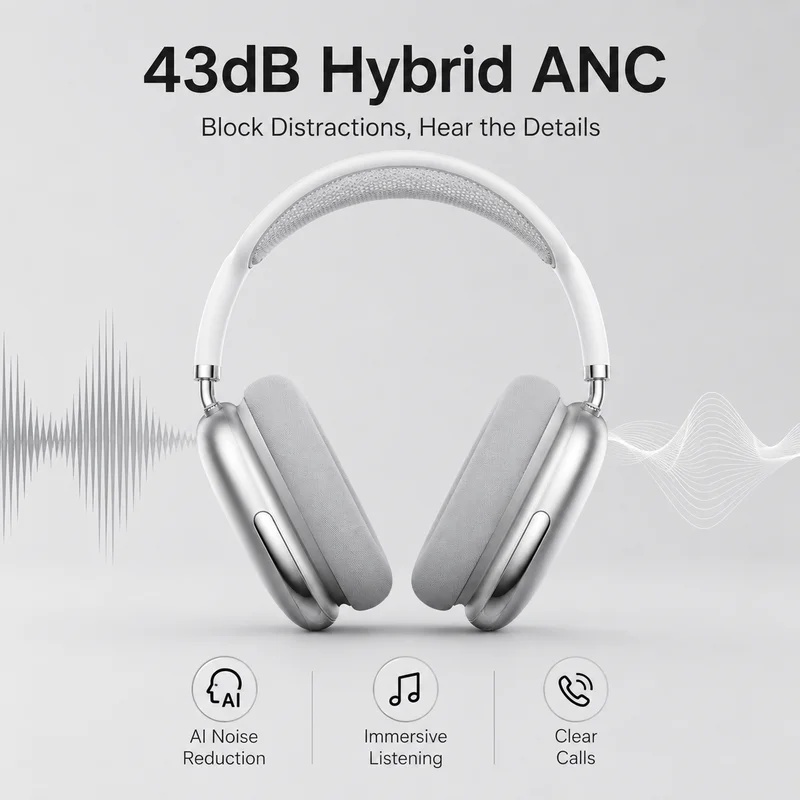 Anc Wireless Over Ear Headphones - Auriculares inalámbricos Bluetooth con cancelación de