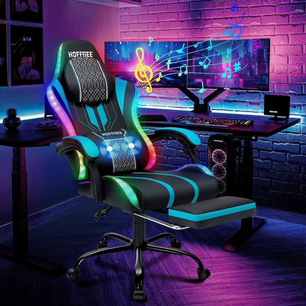 Speakers - Silla Gamer con Luces LED, Altavoces,