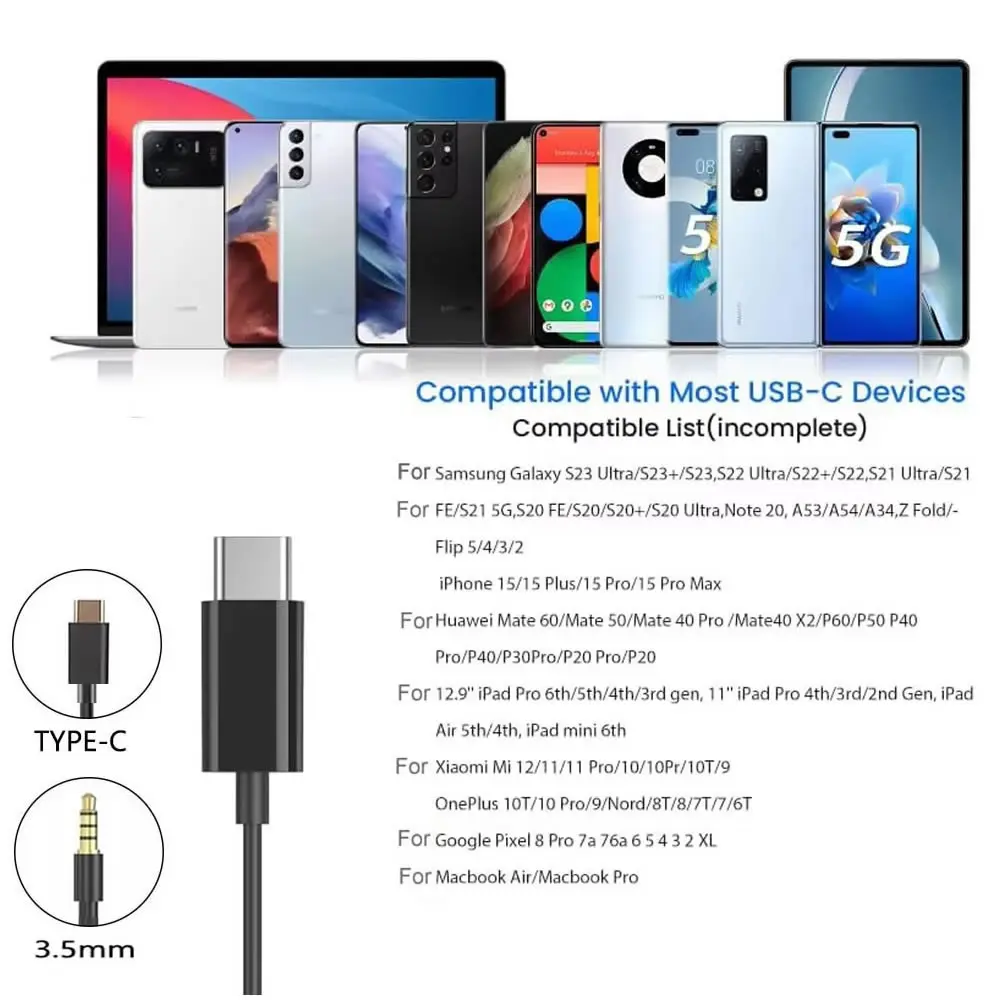 Auriculares USB C de un solo l - Type C Wired Earphones With Mic reseña y precio